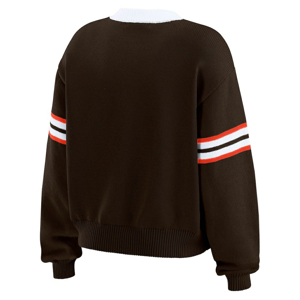 Cleveland Browns WEAR by Erin Andrews Women's Lace-Up Sweater - Brown cheap