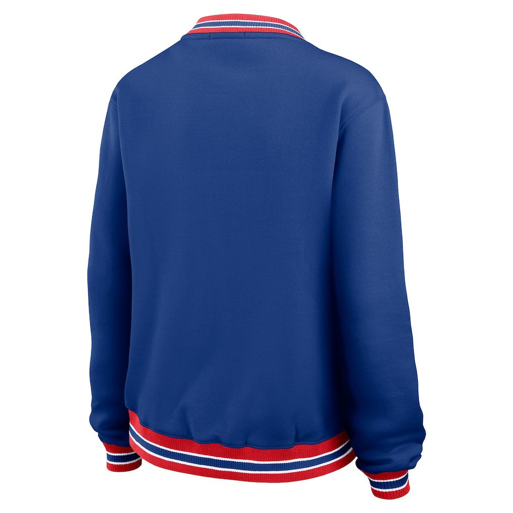 New England Patriots WEAR by Erin Andrews Women's Oversized Long Sleeve V-Neck Sweatshirt - Navy online