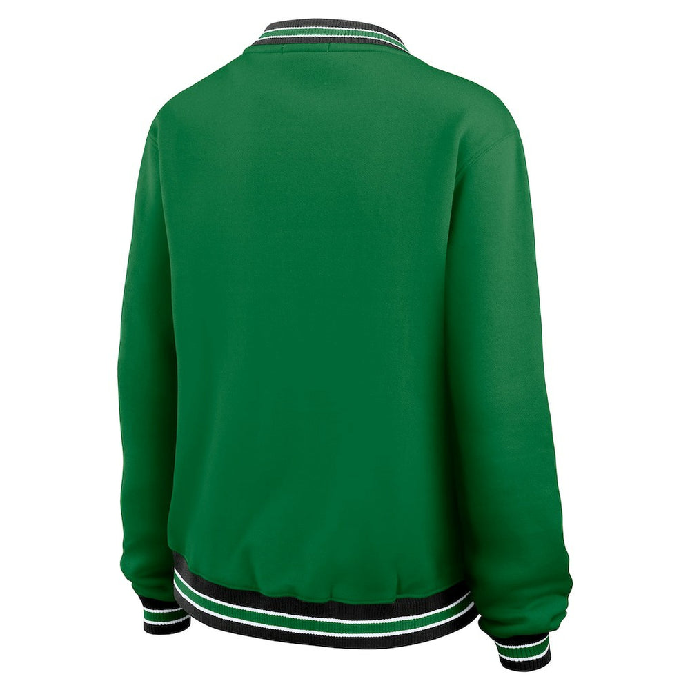 New York Jets WEAR by Erin Andrews Women's Oversized Long Sleeve V-Neck Sweatshirt - Green outlet
