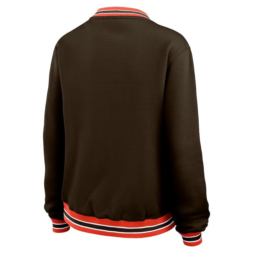 Cleveland Browns WEAR by Erin Andrews Women's Oversized Long Sleeve V-Neck Sweatshirt - Brown online