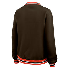 Cleveland Browns WEAR by Erin Andrews Women's Oversized Long Sleeve V-Neck Sweatshirt - Brown online