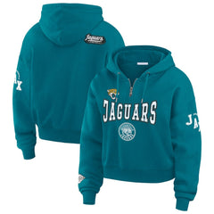 Jacksonville Jaguars WEAR by Erin Andrews Women's Patch Quarter-Zip Pullover Hoodie - Teal online