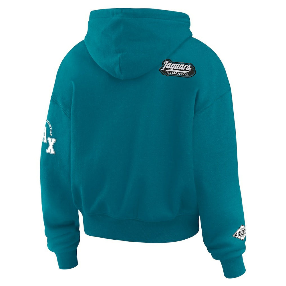 Jacksonville Jaguars WEAR by Erin Andrews Women's Patch Quarter-Zip Pullover Hoodie - Teal online
