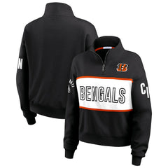 Cincinnati Bengals WEAR by Erin Andrews Women's Quarter-Zip Jacket - Black sale