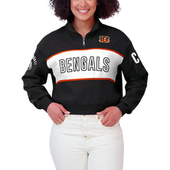 Cincinnati Bengals WEAR by Erin Andrews Women's Quarter-Zip Jacket - Black sale