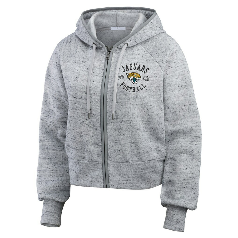 Jacksonville Jaguars WEAR by Erin Andrews Women's Speckled Fleece Cropped Full-Zip Hoodie - Heather Gray outlet