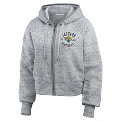 Jacksonville Jaguars WEAR by Erin Andrews Women's Speckled Fleece Cropped Full-Zip Hoodie - Heather Gray outlet