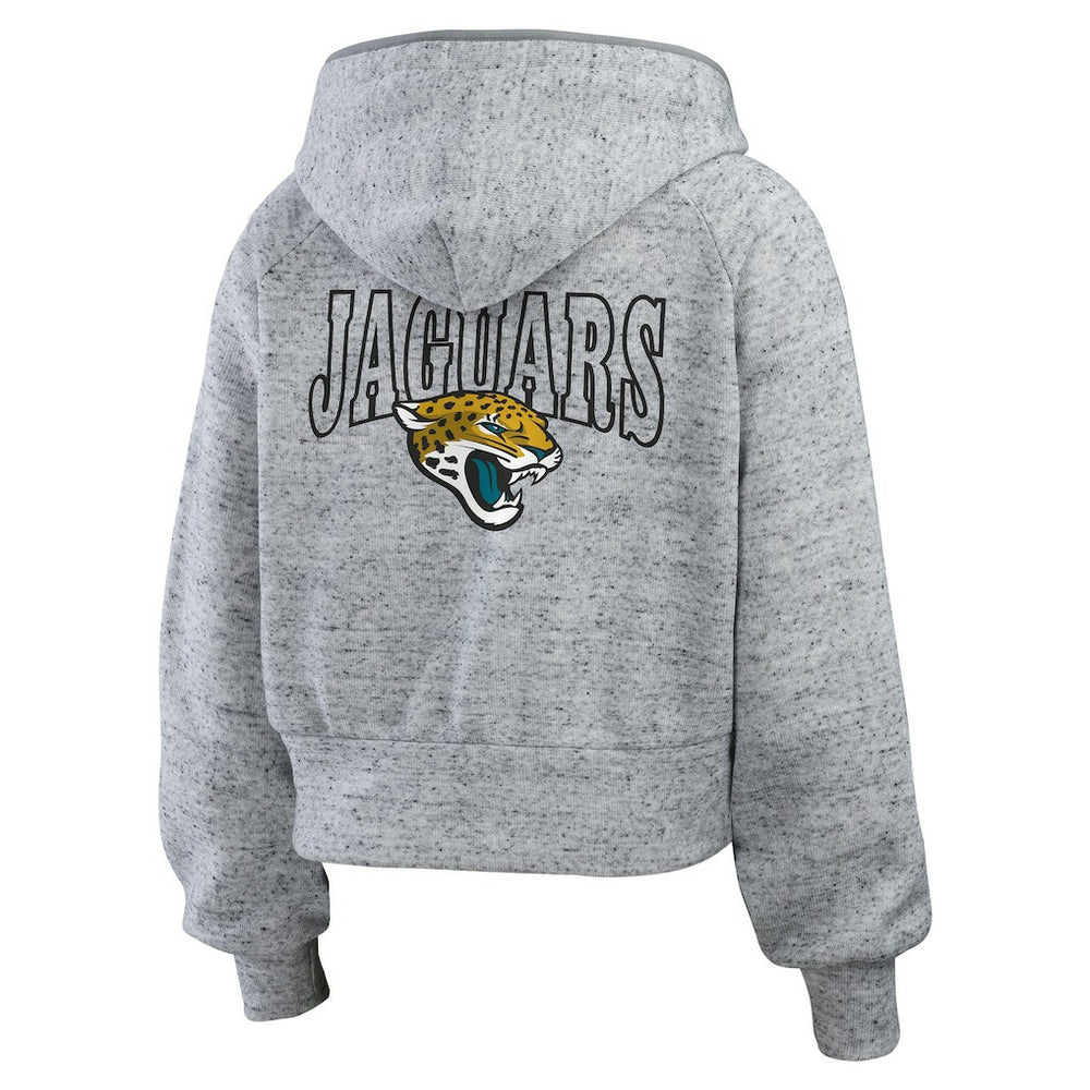 Jacksonville Jaguars WEAR by Erin Andrews Women's Speckled Fleece Cropped Full-Zip Hoodie - Heather Gray outlet
