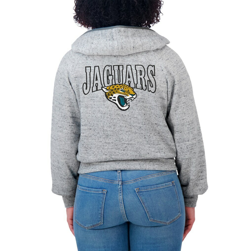 Jacksonville Jaguars WEAR by Erin Andrews Women's Speckled Fleece Cropped Full-Zip Hoodie - Heather Gray outlet