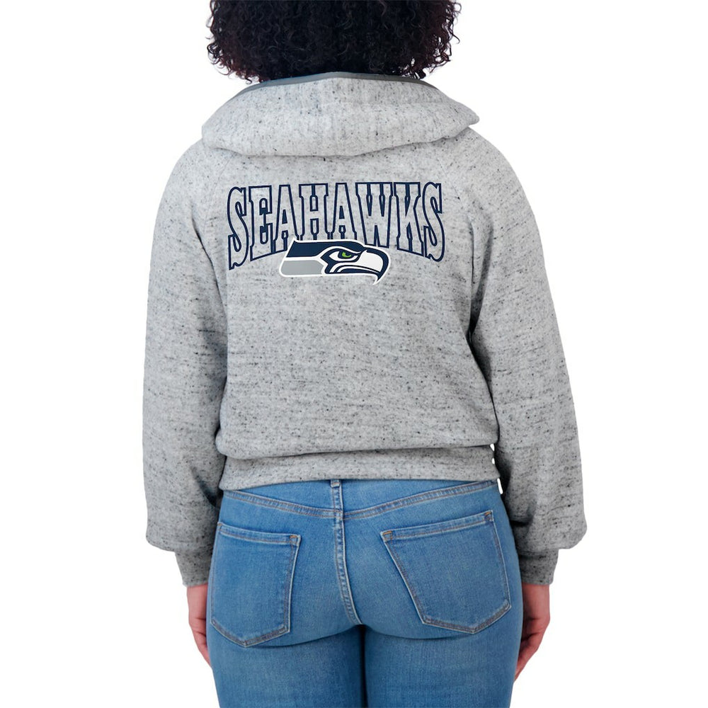 Seattle Seahawks WEAR by Erin Andrews Women's Speckled Fleece Cropped Full-Zip Hoodie - Heather Gray outlet
