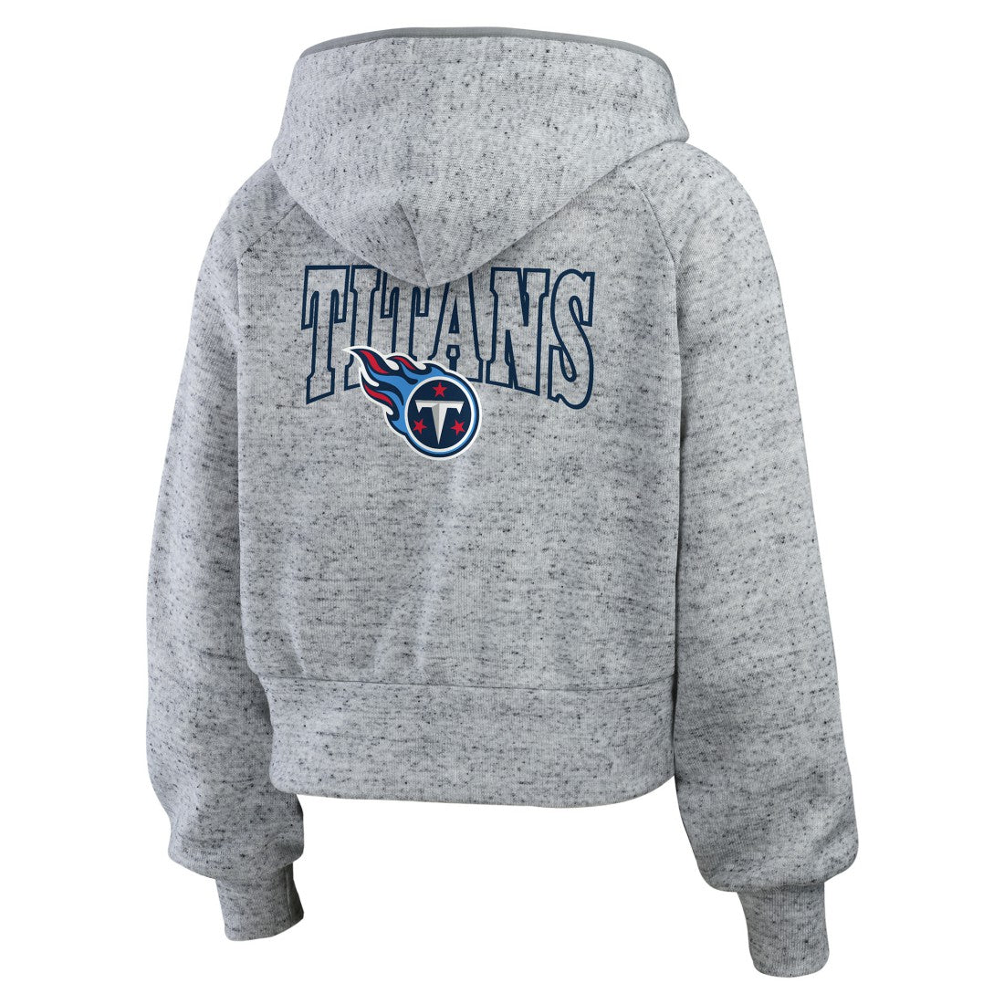 Tennessee Titans WEAR by Erin Andrews Women's Speckled Fleece Cropped Full-Zip Hoodie - Heather Gray for sale