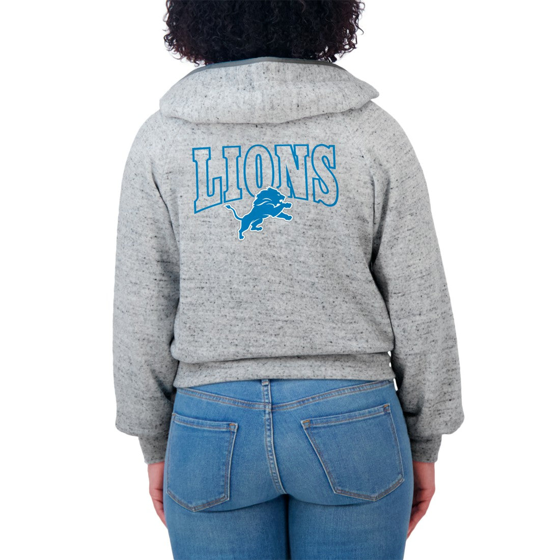 Detroit Lions WEAR by Erin Andrews Women's Speckled Fleece Cropped Full-Zip Hoodie - Heather Gray discount