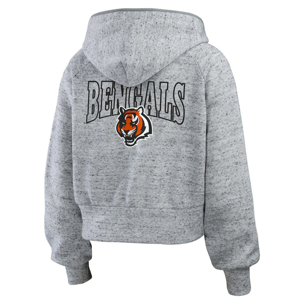 Cincinnati Bengals WEAR by Erin Andrews Women's Speckled Fleece Cropped Full-Zip Hoodie - Heather Gray sale