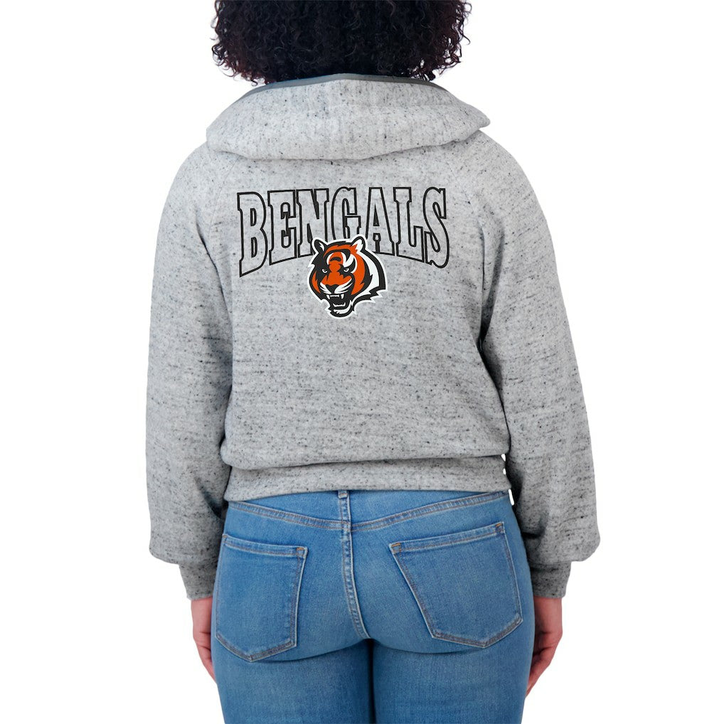 Cincinnati Bengals WEAR by Erin Andrews Women's Speckled Fleece Cropped Full-Zip Hoodie - Heather Gray sale