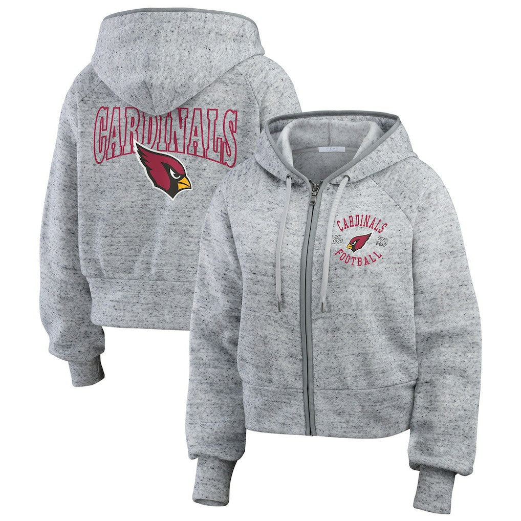 Arizona Cardinals WEAR by Erin Andrews Women's Speckled Fleece Cropped Full-Zip Hoodie - Heather Gray sale