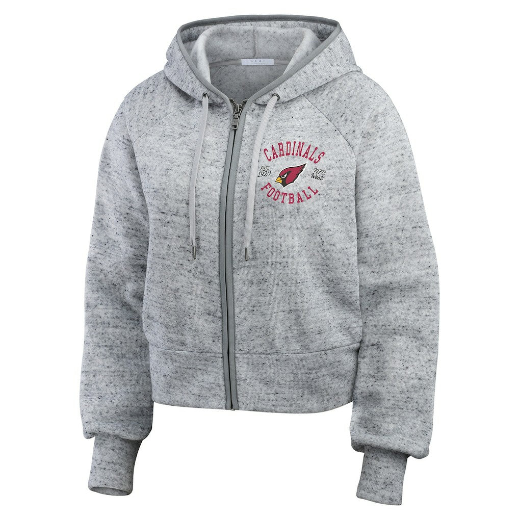 Arizona Cardinals WEAR by Erin Andrews Women's Speckled Fleece Cropped Full-Zip Hoodie - Heather Gray sale
