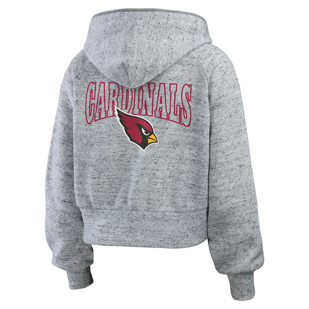 Arizona Cardinals WEAR by Erin Andrews Women's Speckled Fleece Cropped Full-Zip Hoodie - Heather Gray sale