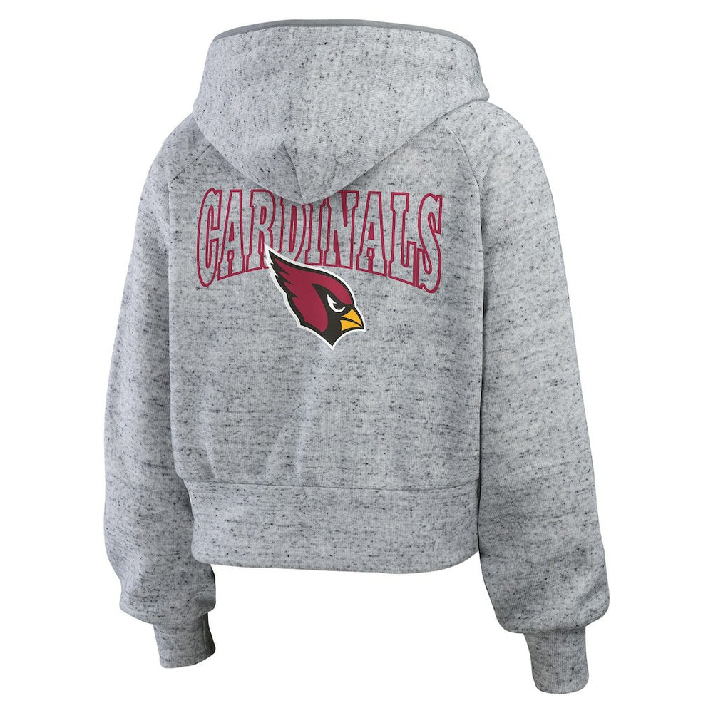 Arizona Cardinals WEAR by Erin Andrews Women's Speckled Fleece Cropped Full-Zip Hoodie - Heather Gray sale