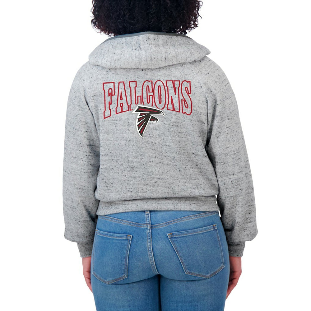 Atlanta Falcons WEAR by Erin Andrews Women's Speckled Fleece Cropped Full-Zip Hoodie - Heather Gray discount