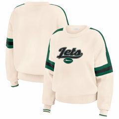New York Jets WEAR by Erin Andrews Women's Stripe Pullover Sweater - Cream cheap
