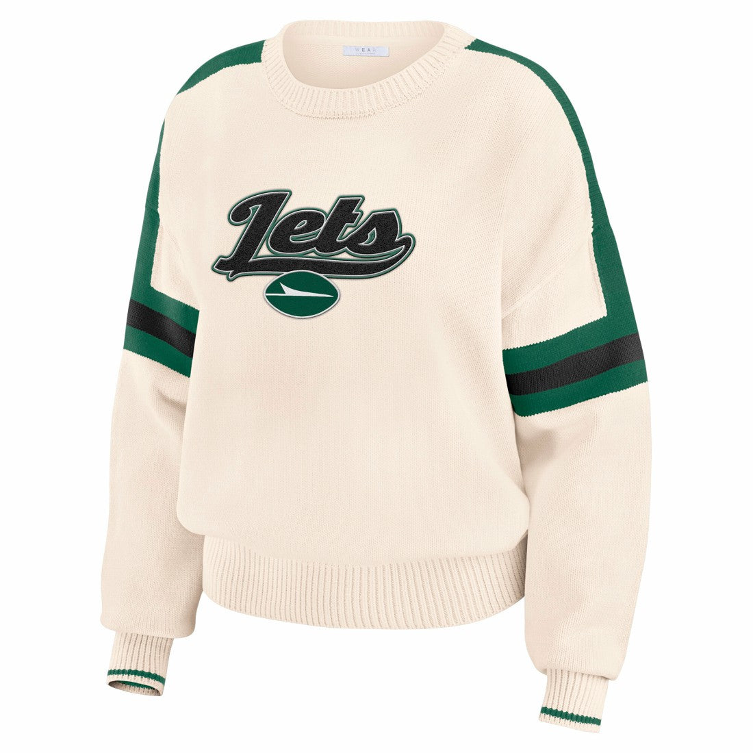 New York Jets WEAR by Erin Andrews Women's Stripe Pullover Sweater - Cream cheap