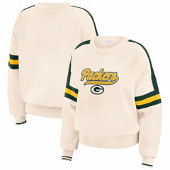 Green Bay Packers WEAR by Erin Andrews Women's Stripe Pullover Sweater - Cream discount