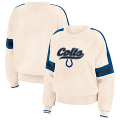 Indianapolis Colts WEAR by Erin Andrews Women's Stripe Pullover Sweater - Cream outlet