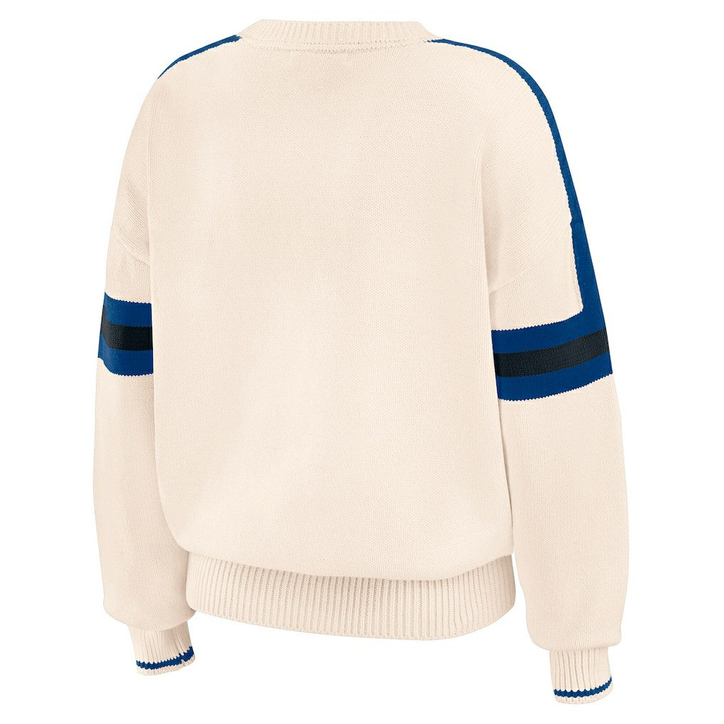 Indianapolis Colts WEAR by Erin Andrews Women's Stripe Pullover Sweater - Cream outlet