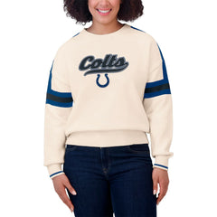 Indianapolis Colts WEAR by Erin Andrews Women's Stripe Pullover Sweater - Cream outlet