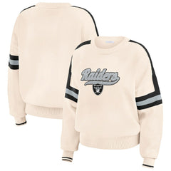 Las Vegas Raiders WEAR by Erin Andrews Women's Stripe Pullover Sweater - Cream outlet