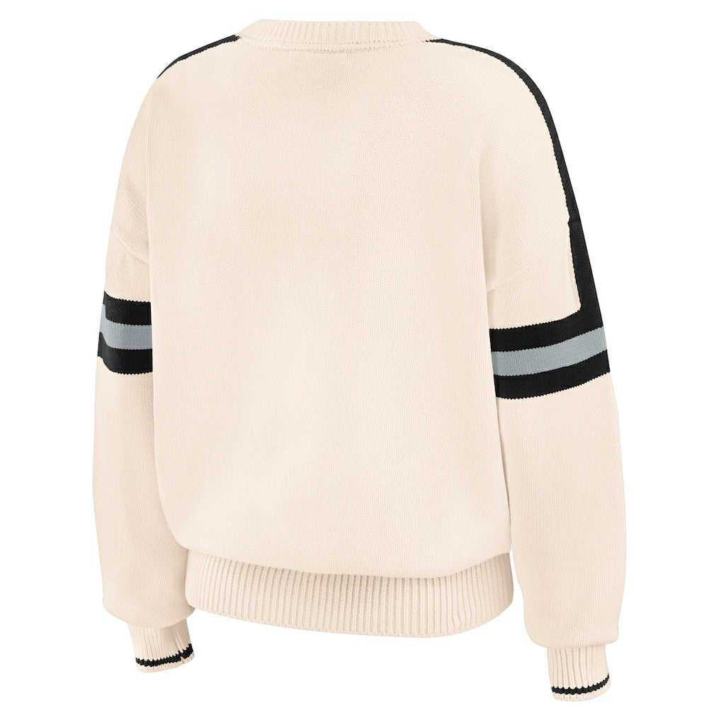 Las Vegas Raiders WEAR by Erin Andrews Women's Stripe Pullover Sweater - Cream outlet