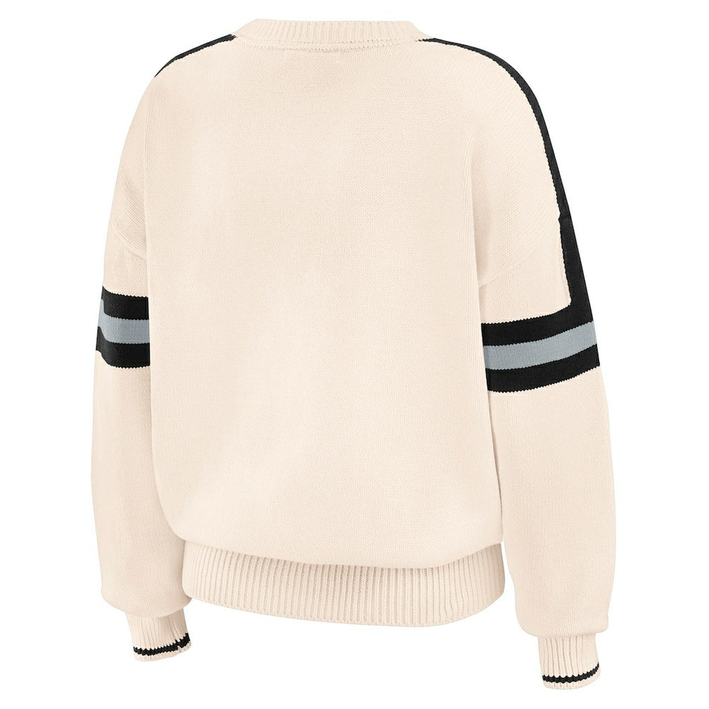 Las Vegas Raiders WEAR by Erin Andrews Women's Stripe Pullover Sweater - Cream outlet