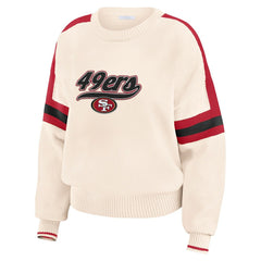San Francisco 49ers WEAR by Erin Andrews Women's Stripe Pullover Sweater - Cream outlet