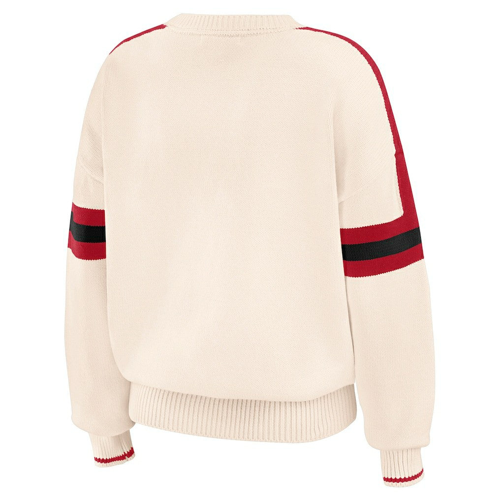 San Francisco 49ers WEAR by Erin Andrews Women's Stripe Pullover Sweater - Cream outlet