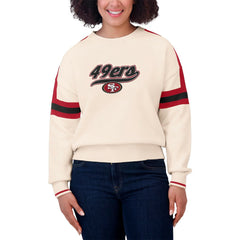 San Francisco 49ers WEAR by Erin Andrews Women's Stripe Pullover Sweater - Cream outlet