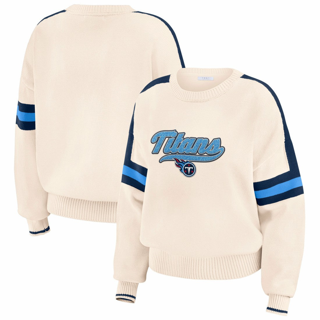 Tennessee Titans WEAR by Erin Andrews Women's Stripe Pullover Sweater - Cream online