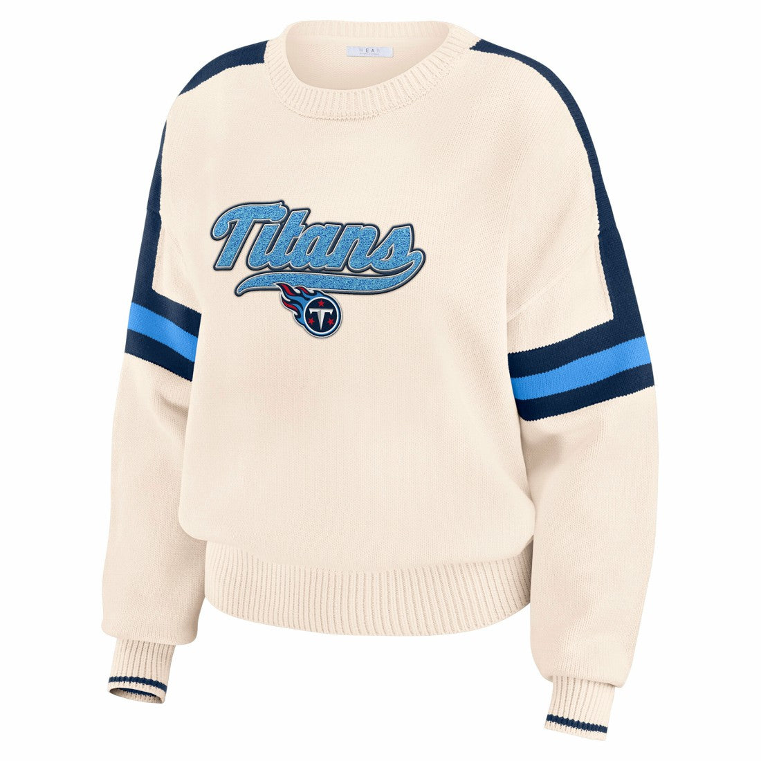Tennessee Titans WEAR by Erin Andrews Women's Stripe Pullover Sweater - Cream online