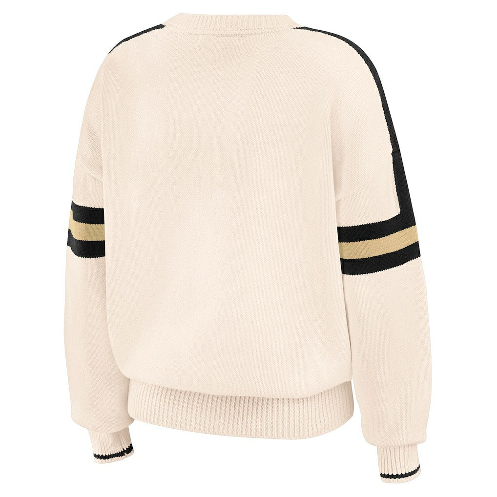New Orleans Saints WEAR by Erin Andrews Women's Stripe Pullover Sweater - Cream cheap