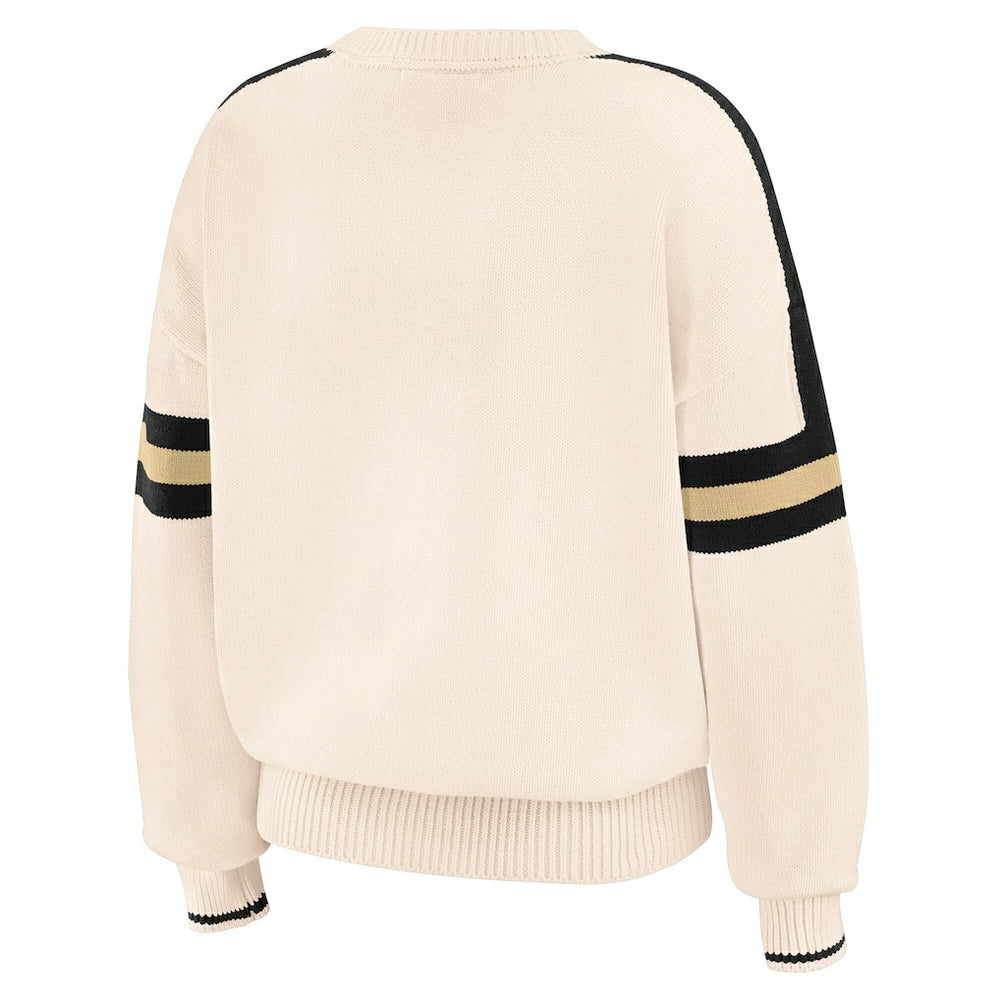 New Orleans Saints WEAR by Erin Andrews Women's Stripe Pullover Sweater - Cream cheap