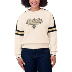 New Orleans Saints WEAR by Erin Andrews Women's Stripe Pullover Sweater - Cream cheap