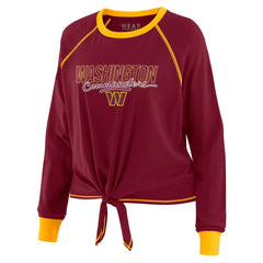 Washington Commanders WEAR by Erin Andrews Women's Tie-Front Long Sleeve T-Shirt - Burgundy online