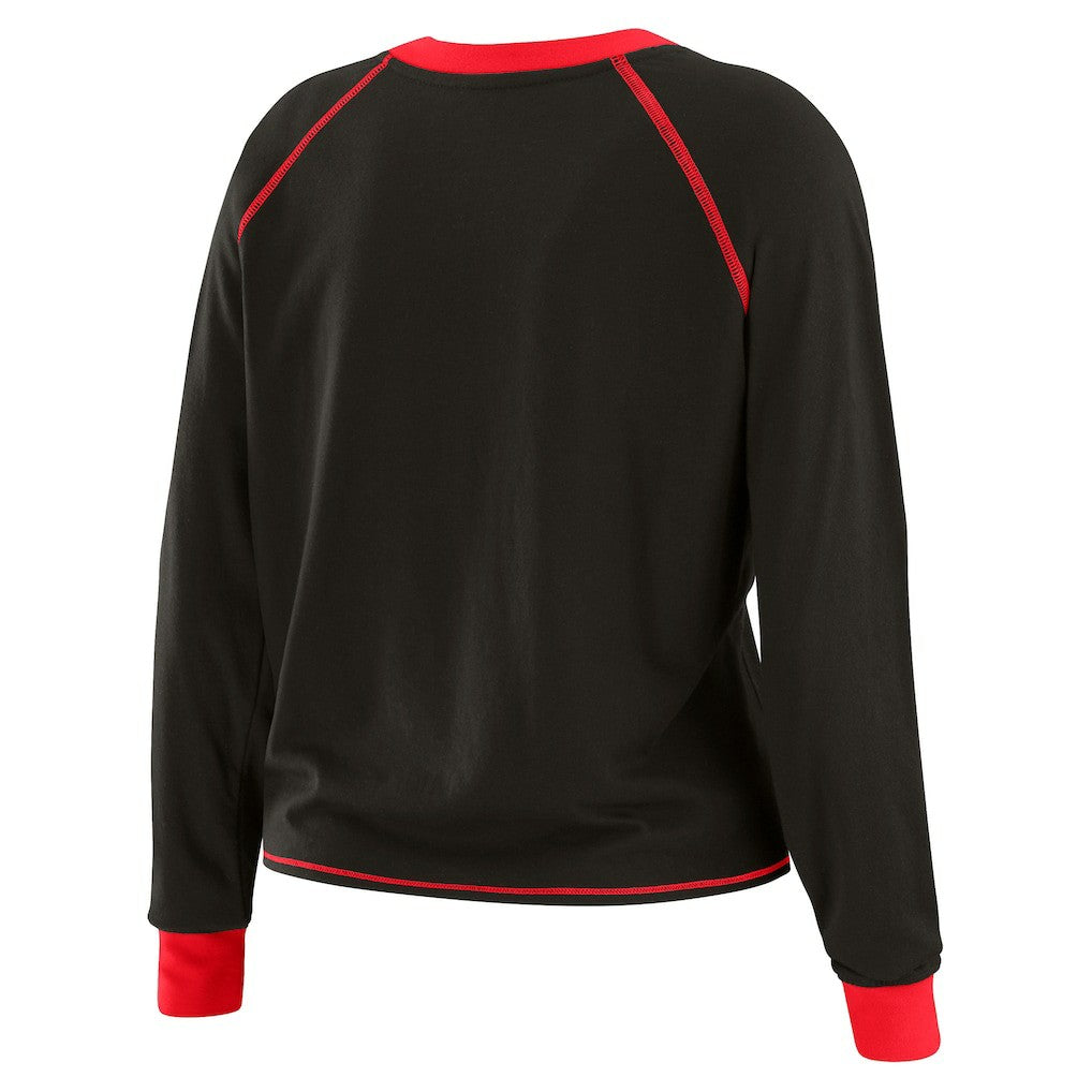 Kansas City Chiefs WEAR by Erin Andrews Women's Tie-Front Long Sleeve T-Shirt - Black on sale