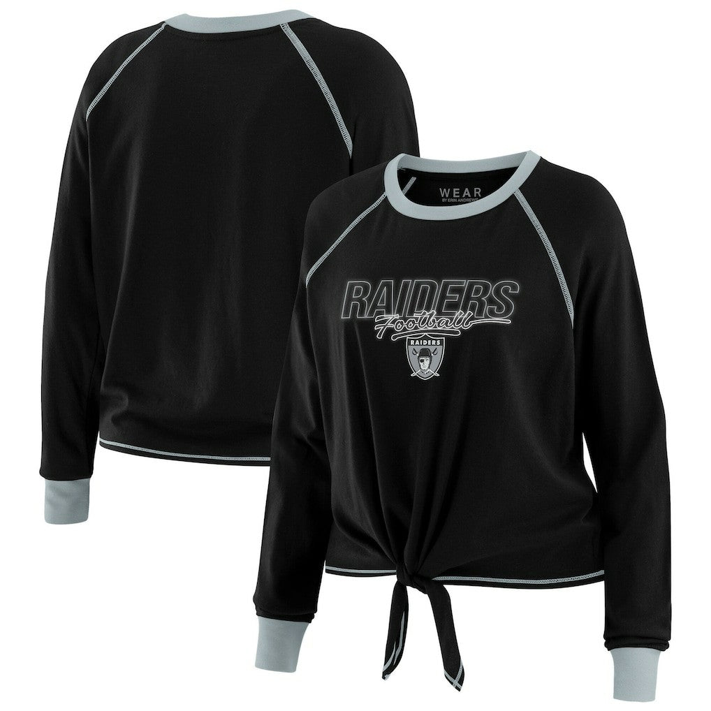 Las Vegas Raiders WEAR by Erin Andrews Women's Tie-Front Long Sleeve T-Shirt - Black outlet