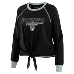 Las Vegas Raiders WEAR by Erin Andrews Women's Tie-Front Long Sleeve T-Shirt - Black outlet