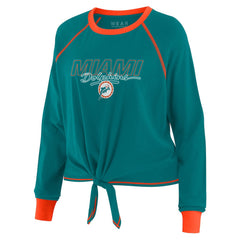 Miami Dolphins WEAR by Erin Andrews Women's Tie-Front Long Sleeve T-Shirt - Aqua sale