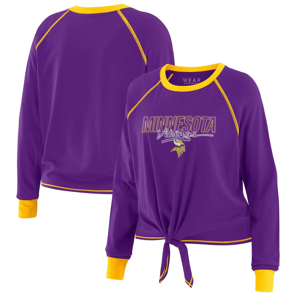 Minnesota Vikings WEAR by Erin Andrews Women's Tie-Front Long Sleeve T-Shirt - Purple online