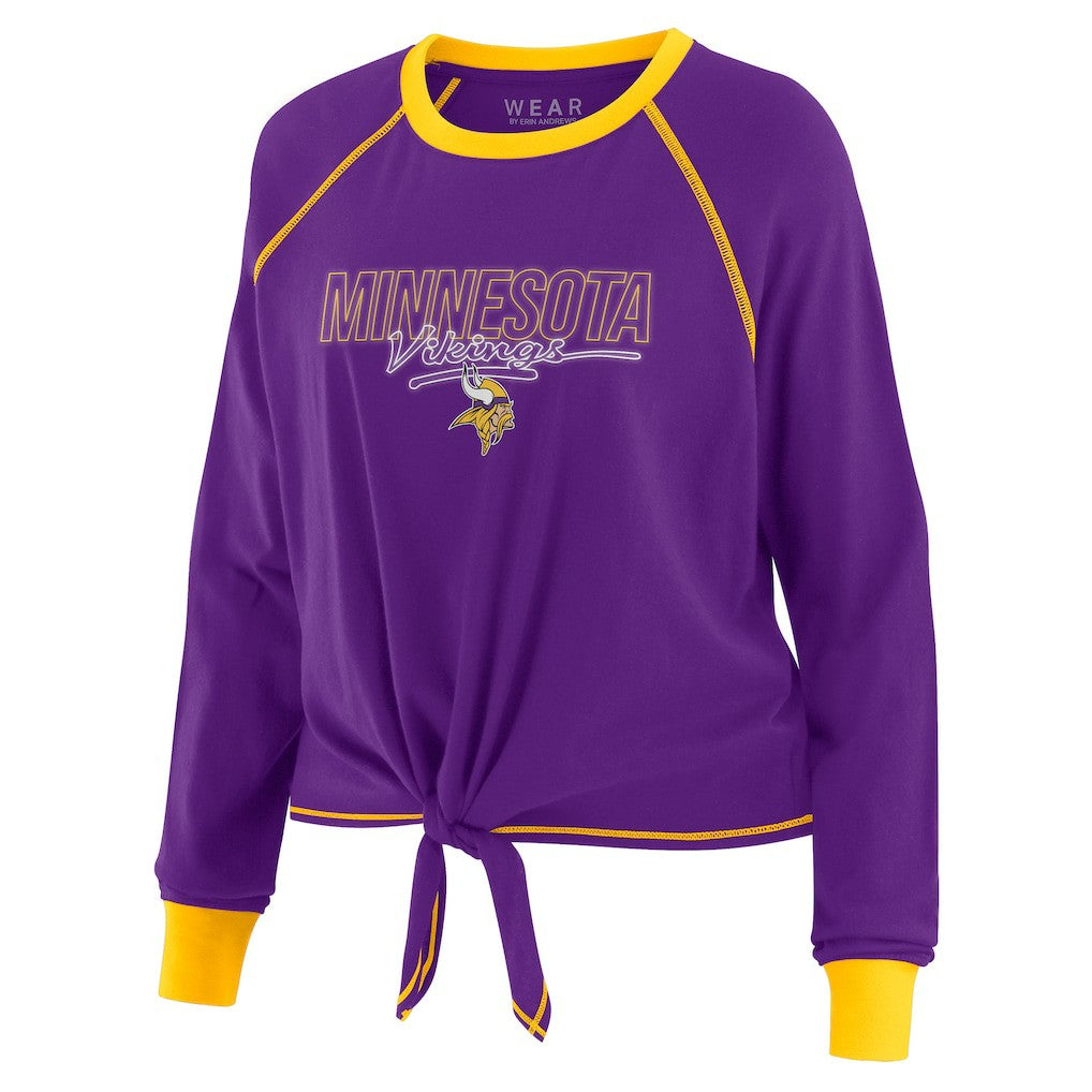 Minnesota Vikings WEAR by Erin Andrews Women's Tie-Front Long Sleeve T-Shirt - Purple online
