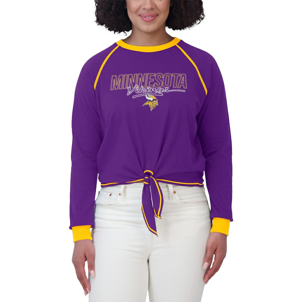 Minnesota Vikings WEAR by Erin Andrews Women's Tie-Front Long Sleeve T-Shirt - Purple online