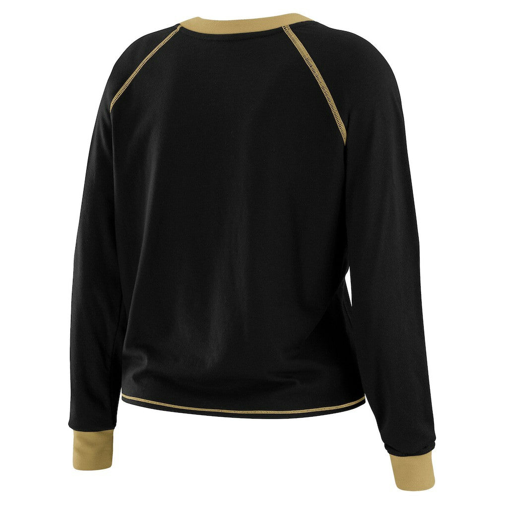 New Orleans Saints WEAR by Erin Andrews Women's Tie-Front Long Sleeve T-Shirt - Black discount
