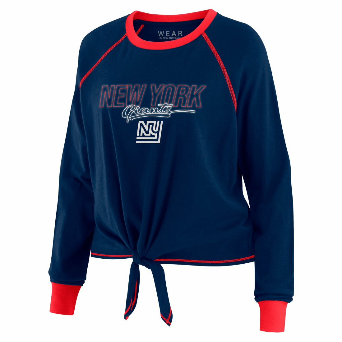 New York Giants WEAR by Erin Andrews Women's Tie-Front Long Sleeve T-Shirt - Royal online